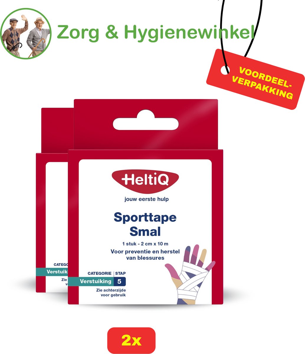 2x Heltiq - Sporttape Smal - 2 cm x 10 m - Voordeelverpakking!