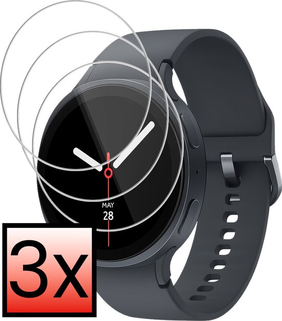Screenprotector - 3 Stuks - Geschikt voor Samsung Galaxy Watch 8 (44 mm) - Extra Sterk - Tempered Glass - Gehard Glas - Beschermglas Screen Cover - Bescherm Protector voor Smartwatch