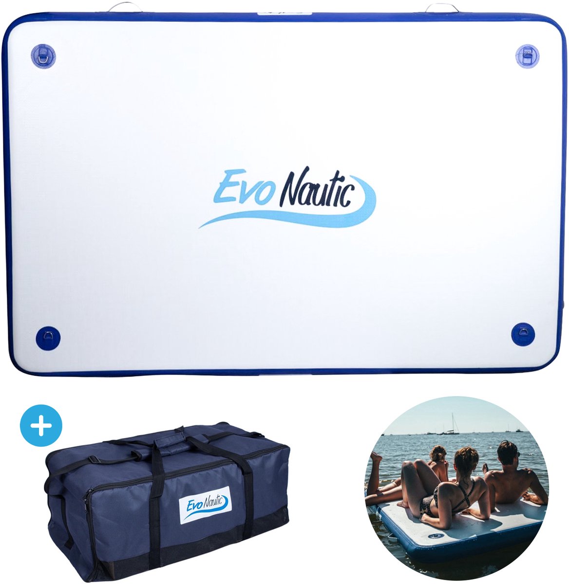 EvoNautic Opblaasbaar Eiland - Watervlot - Drijvende Mat - Watermat - Zwemvlot - Stevig PVC