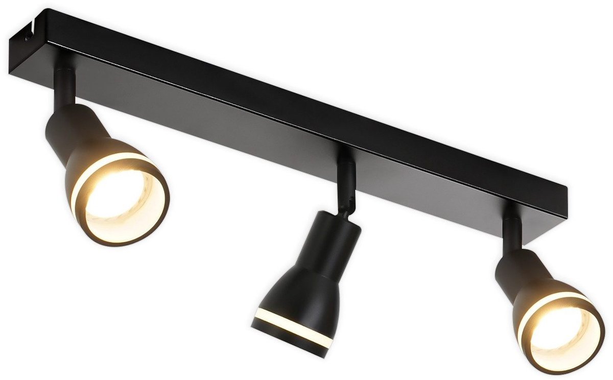 NETTLIFE Opbouwspot GU10 - L 42cm - zwart - 3-Lichts - rechthoekig - Moderne Plafondlamp - 355° draaibaar Plafondspot - creatief ontwerp Lampkap - voor Slaafkamer | Kantoor | Woonkamer - Max.25W-excl. lichtbron