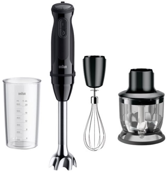 Braun MultiQuick 5 MQ50202M Staafmixer – 1000 Watt – 21 Snelheden – Inclusief Hakmolen, Garde en Maatbeker – Zwart