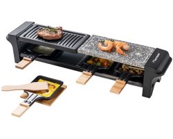 Bestron elektrische Gourmetstel, Raclette voor maximaal 4 personen, krasbestendige natuurl