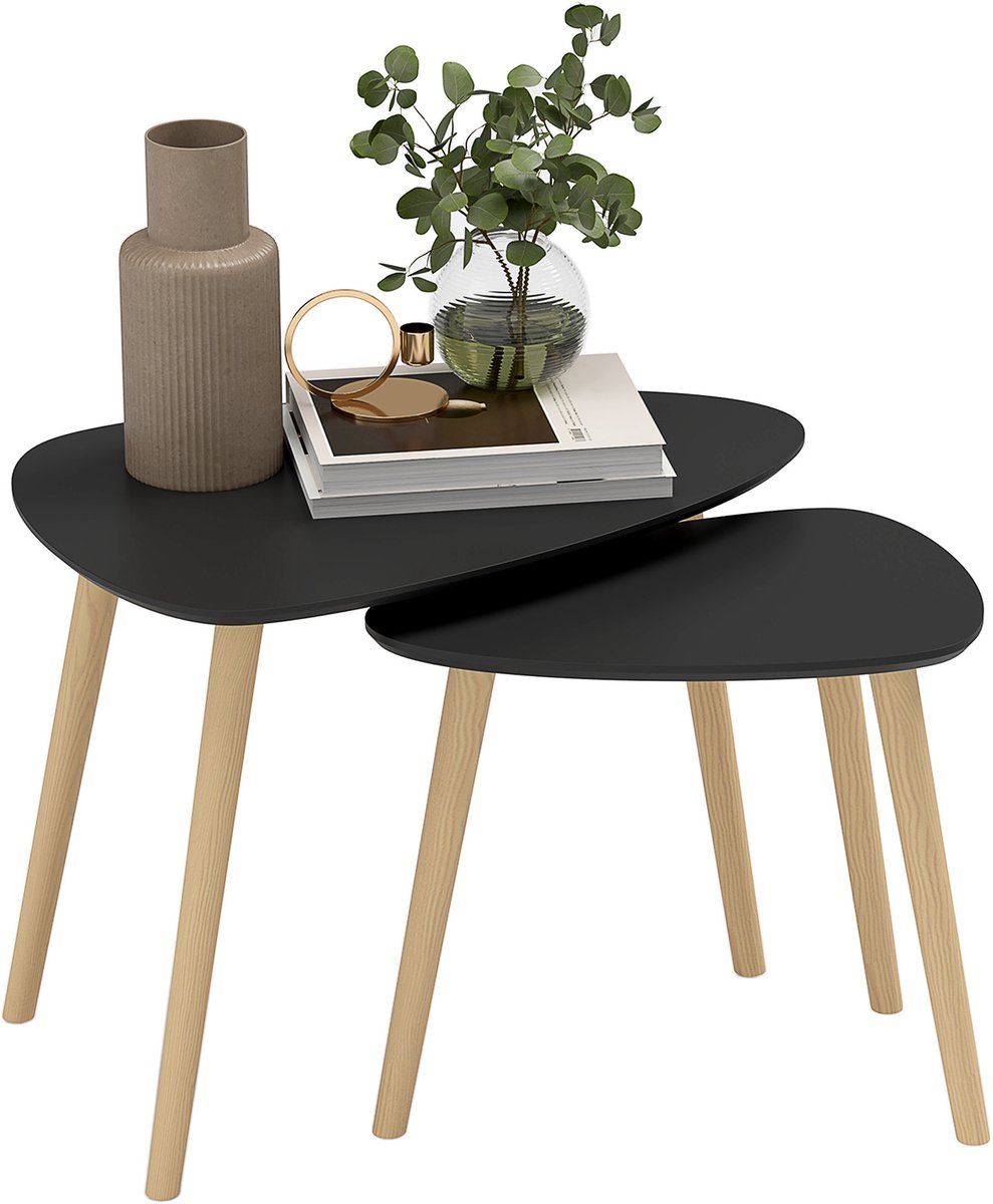 Homcom Salontafelset-MDF-59,5x39,5x45cm-Zwart