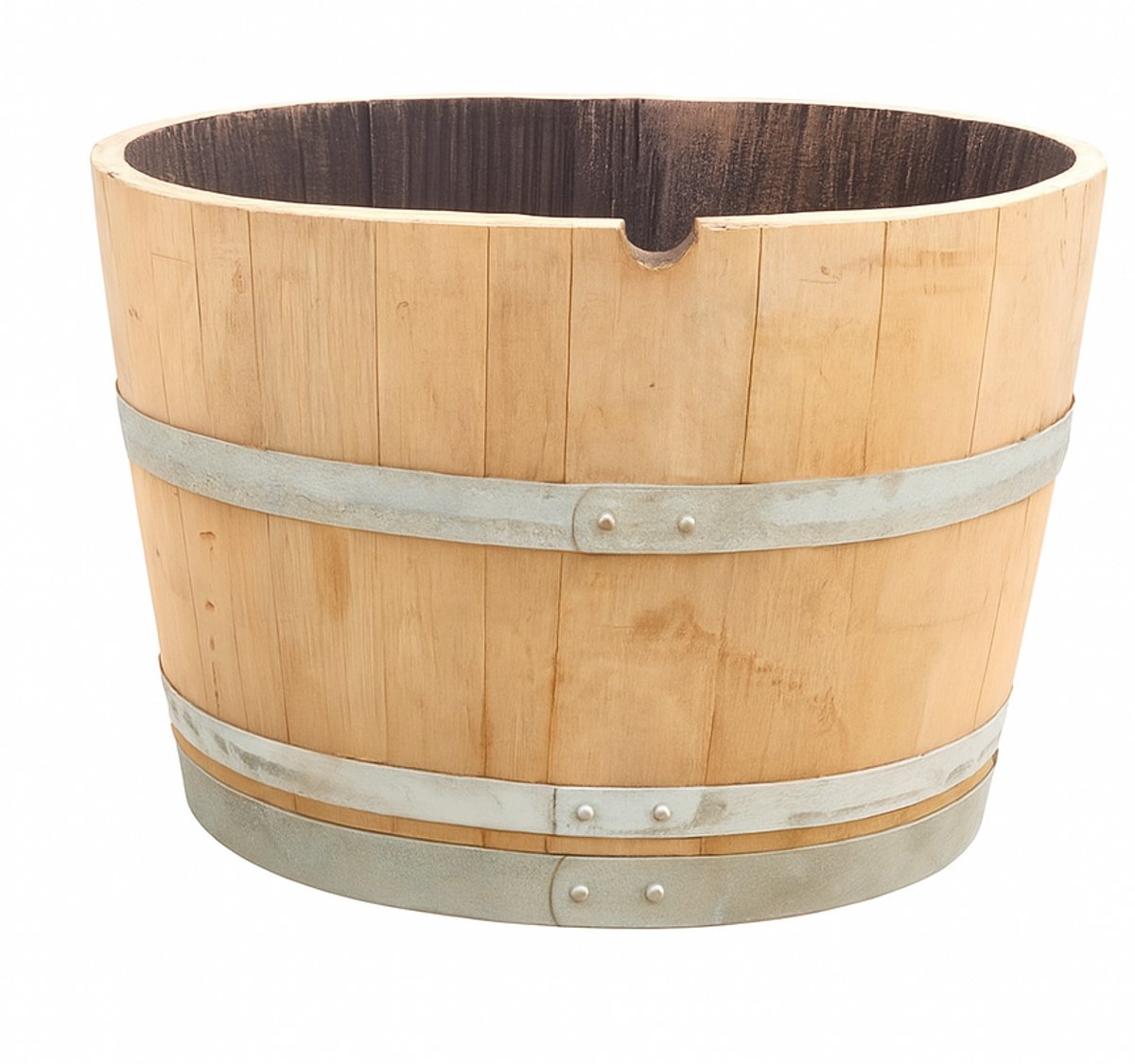 Half wijnvat bloembak 112,5 L - Ø 70 cm - Hoogte 48 cm - eikenhout