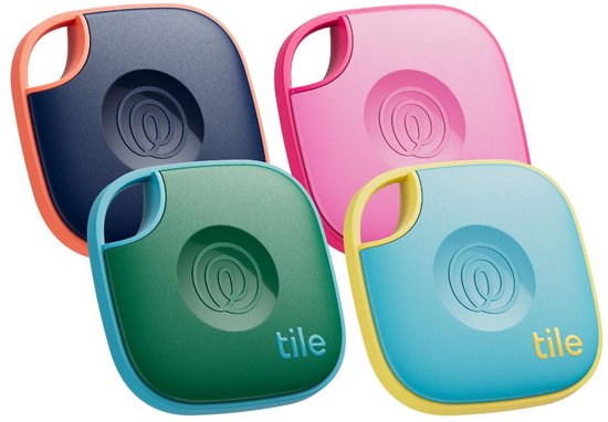 Tile Mate (2024) Bluetooth Tracker, Item Locator voor Sleutels, Tassen en Meer. Telefoonzoeker. Compatibel met iOS en Android. 4-stuks (gekleurd)