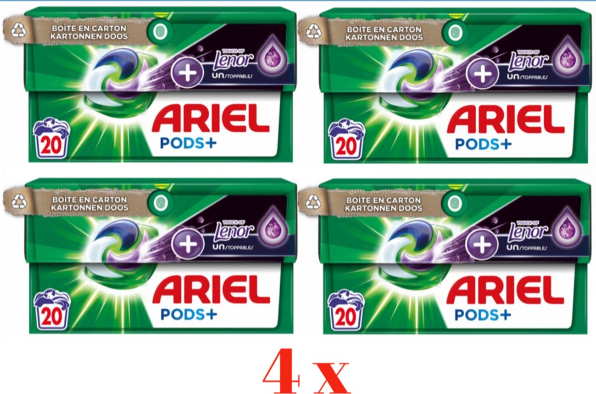 Goedkoopste 4x Ariel All-in-1 Pods Wasmiddelcapsules Vleugje Lenor Frisheid 20 stuks