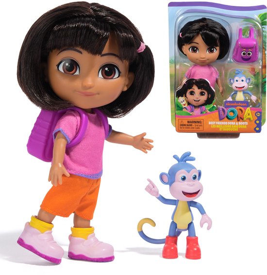 Dora, Beste vrienden Dora en Boots-set, pop van 15,2 cm met kleding, speelgoedfiguur Rugzak en Boots