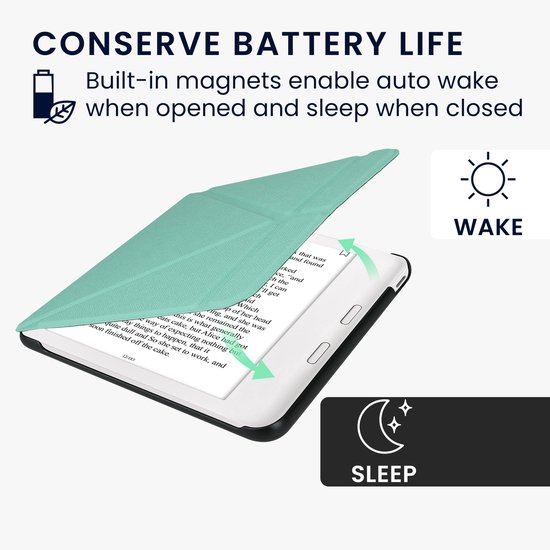 kwmobile e-reader hoesje geschikt voor Kobo Libra Colour hoes - Ereader flip case met standaard - E reader cover van kunstleer - In mintgroen van Merkloos — afbeelding 4