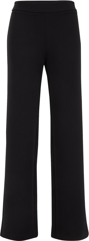 Zwarte jersey broek met regular fit en wijde pijpen, zonder model.