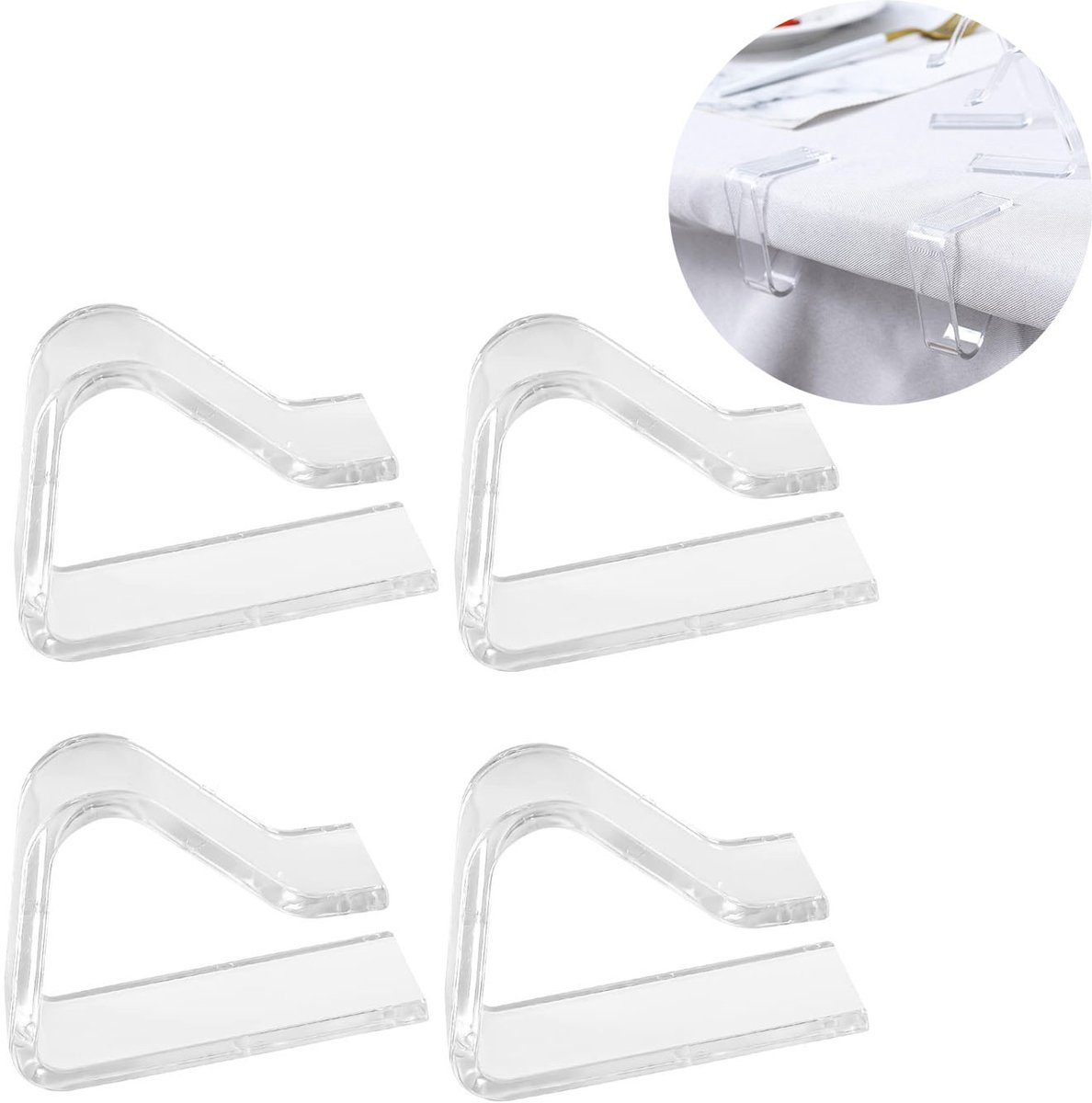 Set van 4 Tafelkleedhouders - Transparante Plastic Clips voor Buiten, Windbestendig en Per