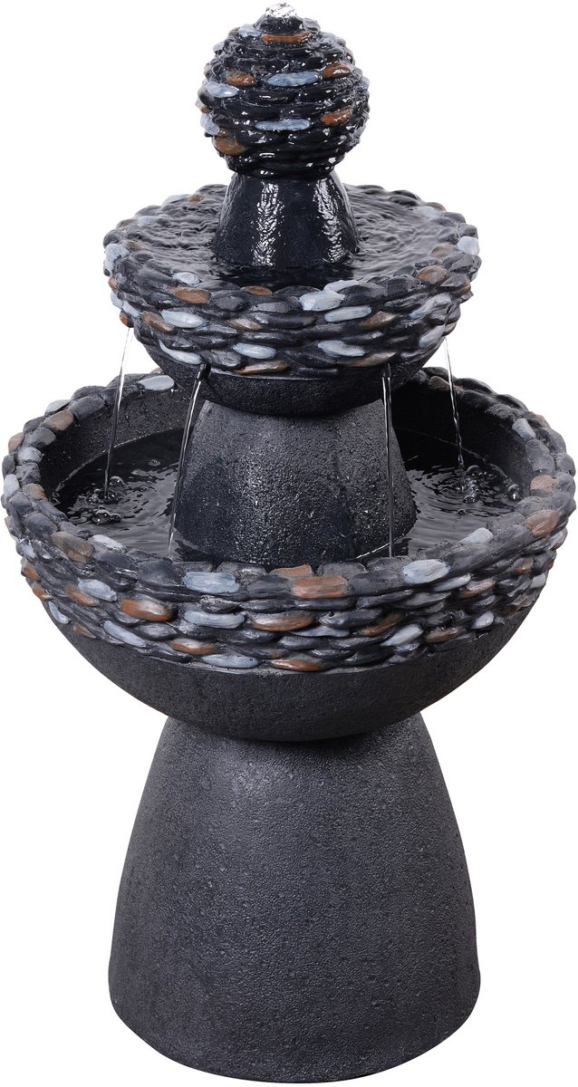 Teamson Home Tuin Waterornament - Waterfontein - 3-Laags ontwerp - Donkergrijs