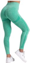 Mives® Legging de sport femme - Vêtements de sport femme - Pantalon de sport femme - Legging de sport - Shape leggings - Legging de sport femme taille haute - Pantalon de course femme - Yoga legging femme - VERT - Taille S -