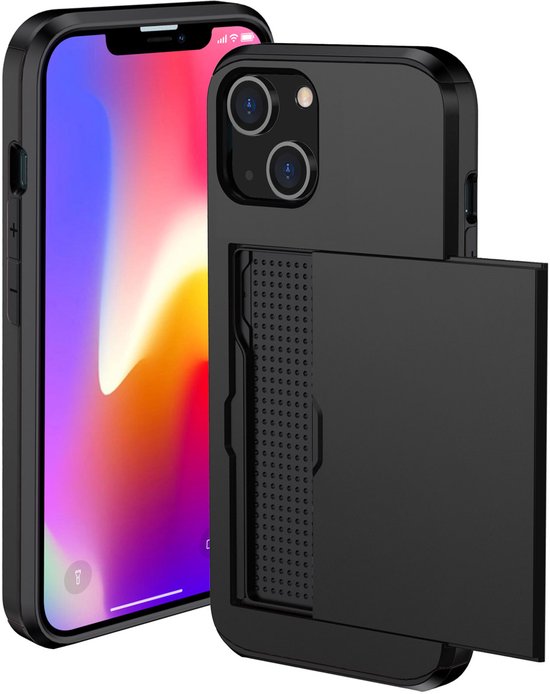 imoshion Hoesje met Pasjeshouder - Geschikt voor iPhone 13 - Backcover met pasjeshouder - Zwart