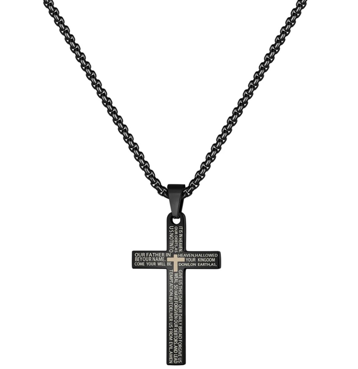 Actie4you® - Kruis Ketting – Ketting- Unisex - 60 cm – Ketting met Kruis Hanger – Zwart