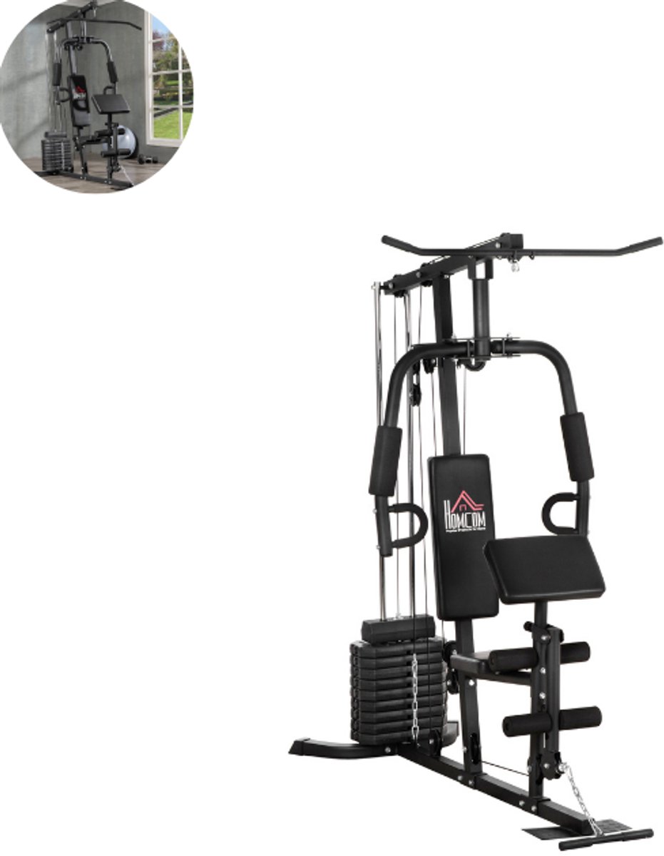 Pull Up Station – Multifunctioneel Fitnessrek – Optrekstang & Dip Station – Verstelbaar – Thuisgym – Tot 110 kg Draagkracht - Zwart
