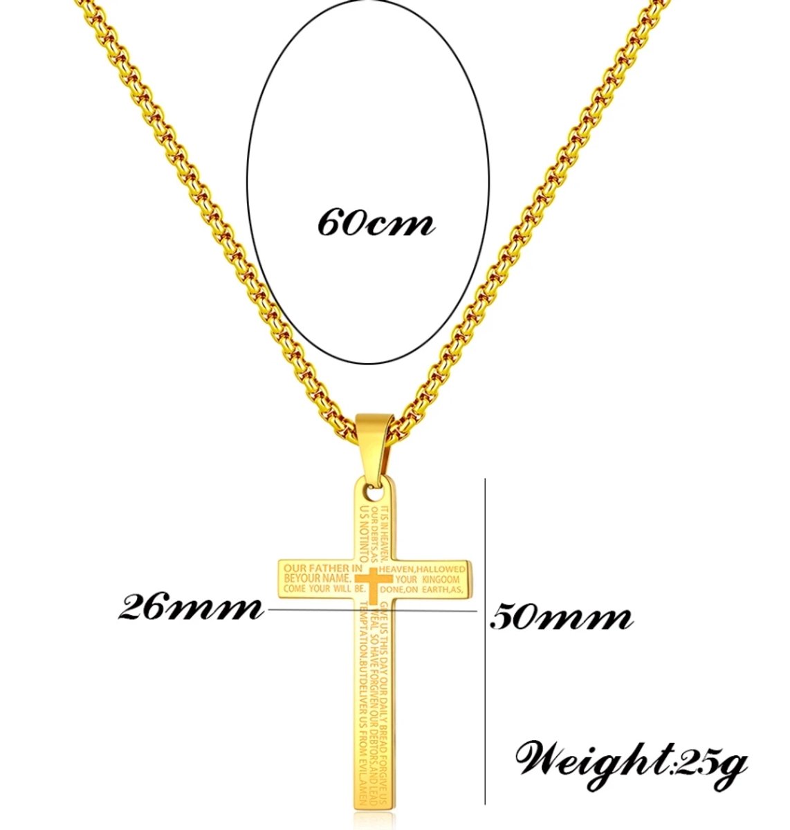 Actie4you® - Ketting met Kruis Hanger - Diamantjes (Zirkonia) – Unisex – Hanger Met Kruis – Godsdienst Hanger – Goudkleurig