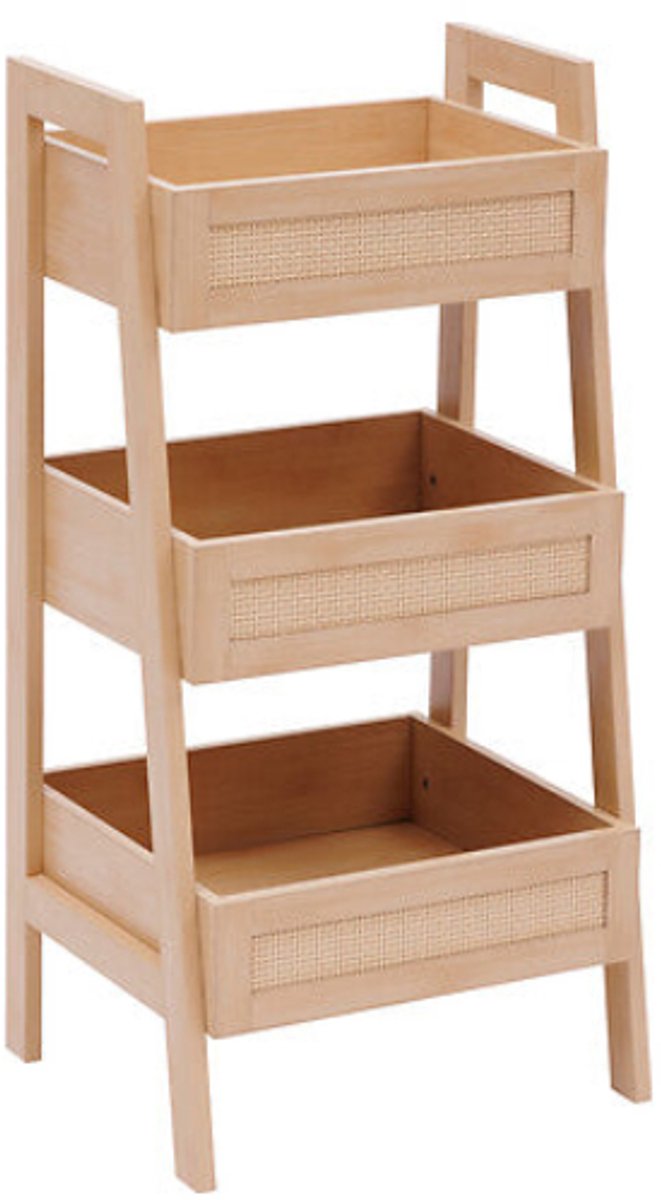 5Five Opbergrekje met rieten afwerking - 3 niveaus - 40x34x80cm - Beige