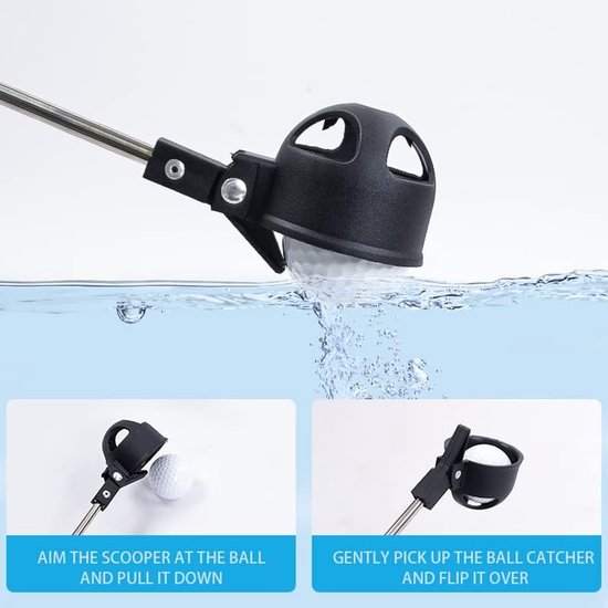 Telescopische Golfhengel Ball Retriever - 6.4ft - intrekbare golfbal-ophaalapparaat - Ball retriever - Automatische Vergrendeling - Compact Golfbalpick‑up & Golfaccessoire - zwart van Merkloos — afbeelding 3