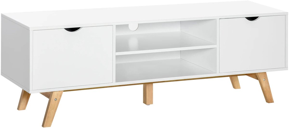 TV-meubel – TV-kast – Mediameubel – Tv-standaard – Tv-dressoir – Scandinavisch Design – Ruime Opbergruimte – Geschikt Voor TV Tot 65 Inch - Wit