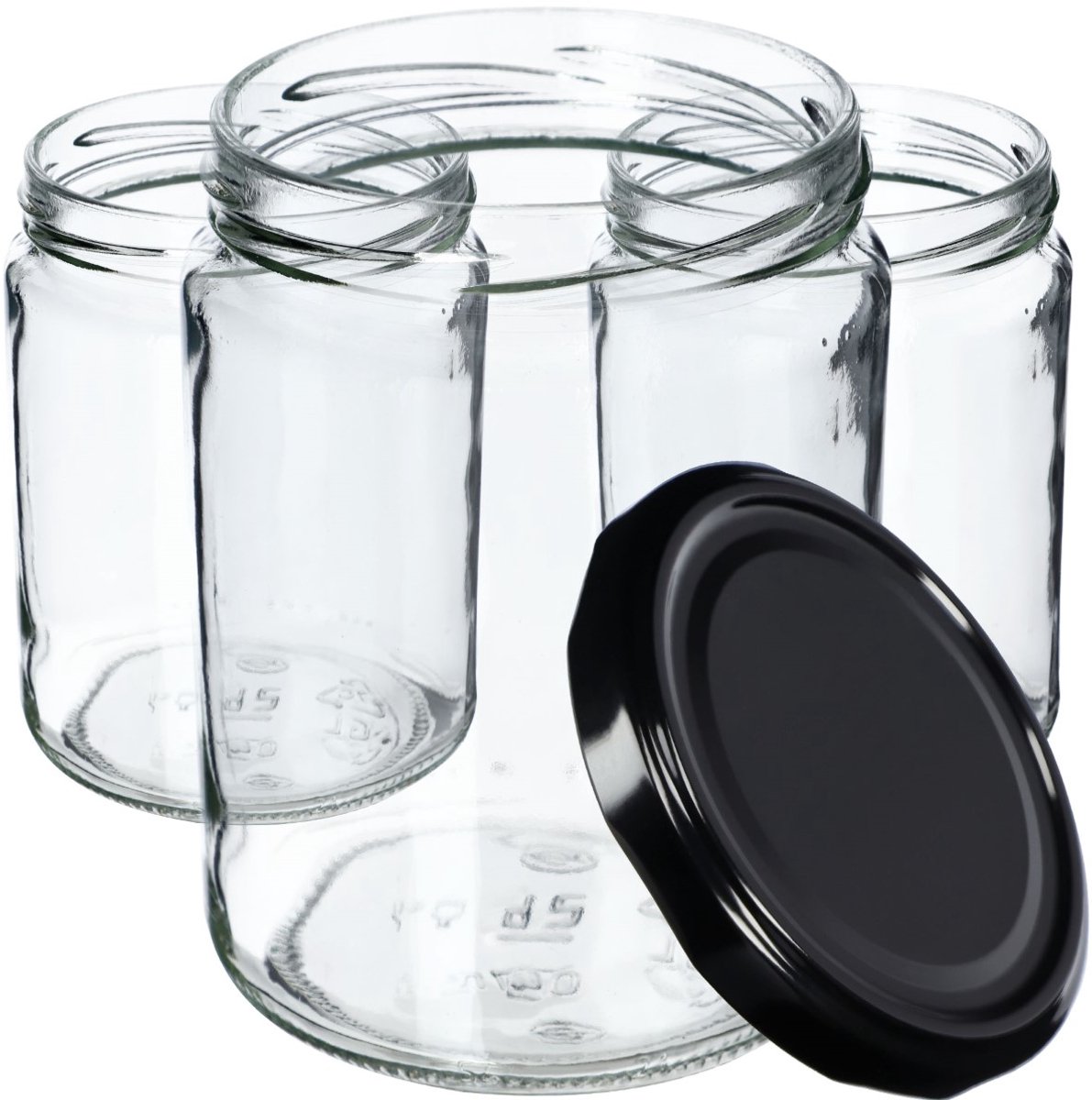 KADAX K7497-K7608 Wekpotten 540 ml inmaakpot voor inmaakpotten inmaakpotten voor schroefdeksel jampot voorraadpot conservenglas ronde glazen (zwart/8 stuks) 8.6x8.6x11.6