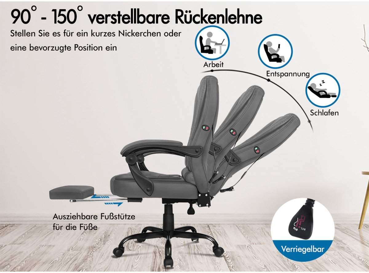 Computer/gaming Ergonomische Bureaustoel met Massagemodi - afbeelding 3