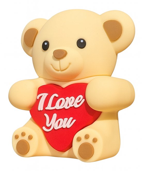 Clé USB 16 GB Ourson avec cœur – Je t'aime – Cadeau romantique pour la Saint-Valentin, un anniversaire ou un anniversaire – Gadget original pour homme, femme, petit ami ou petite amie – beige – Ulticool