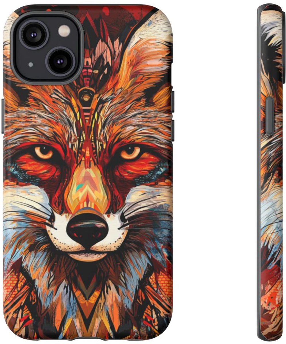 Abstracte Vos Gezicht Kunst – Telefoonhoesje Geschikt voor iPhone 14 Plus