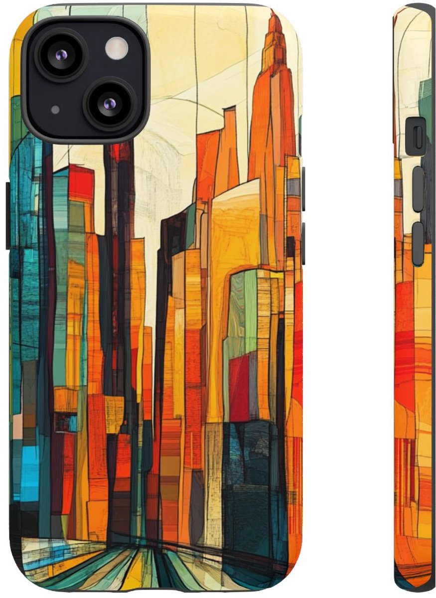 Abstracte Stedelijke Lijntekening – Telefoonhoesje Geschikt voor iPhone 13