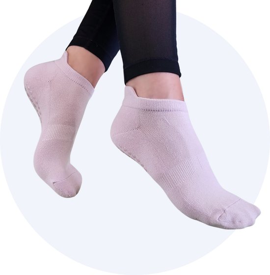 Hilvard Yoga sokken - Pilates sokken - Enkelsokken - 3 Paar - Lila - Antislip sokken - One size fits all