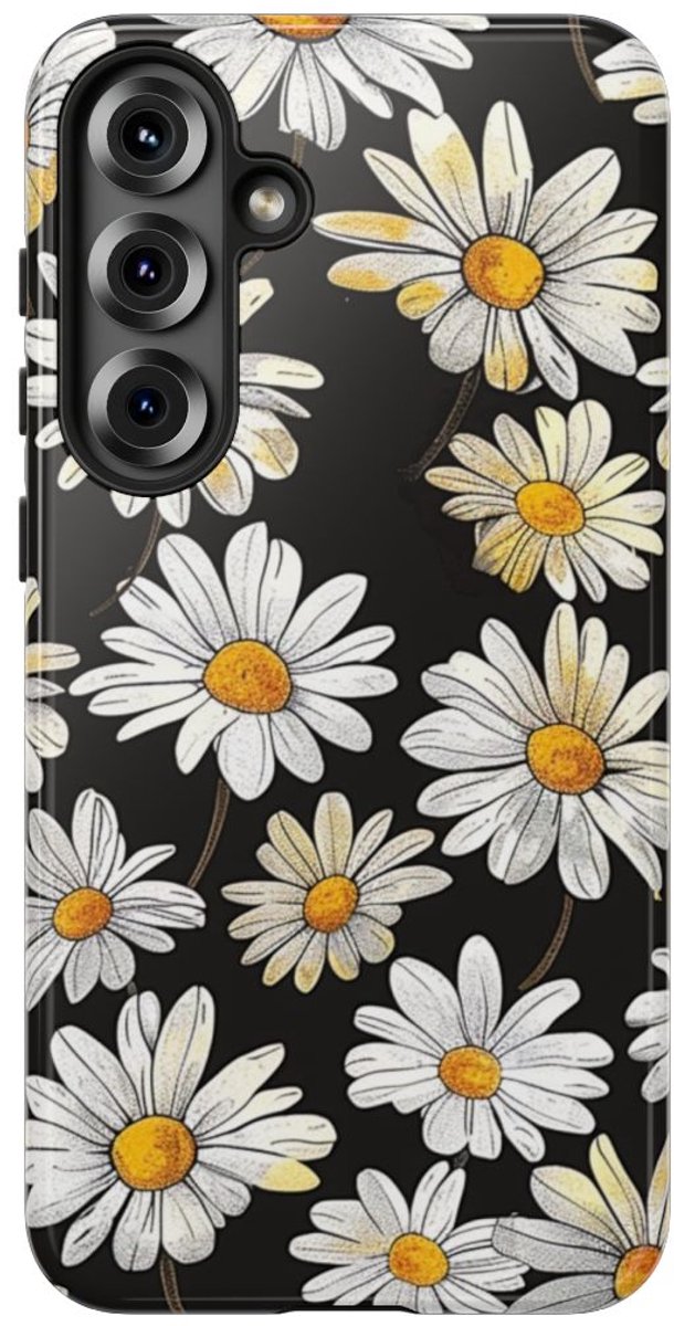 Witte Madeliefjespatroon – Telefoonhoesje Geschikt voor Samsung Galaxy S25 Plus