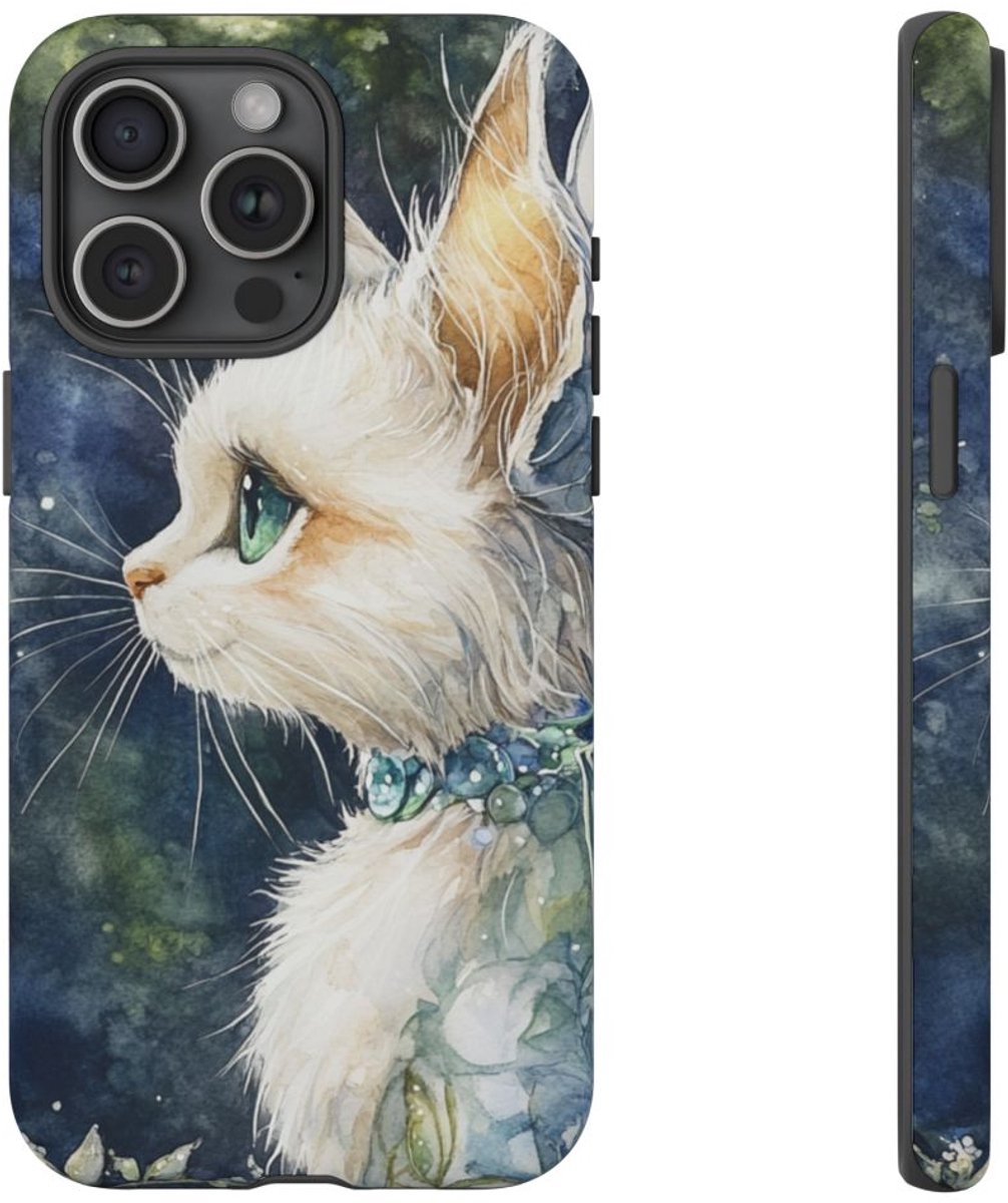 Aquarel Sprookjeskat met Vleugels – Telefoonhoesje Geschikt voor iPhone 15 Pro Max