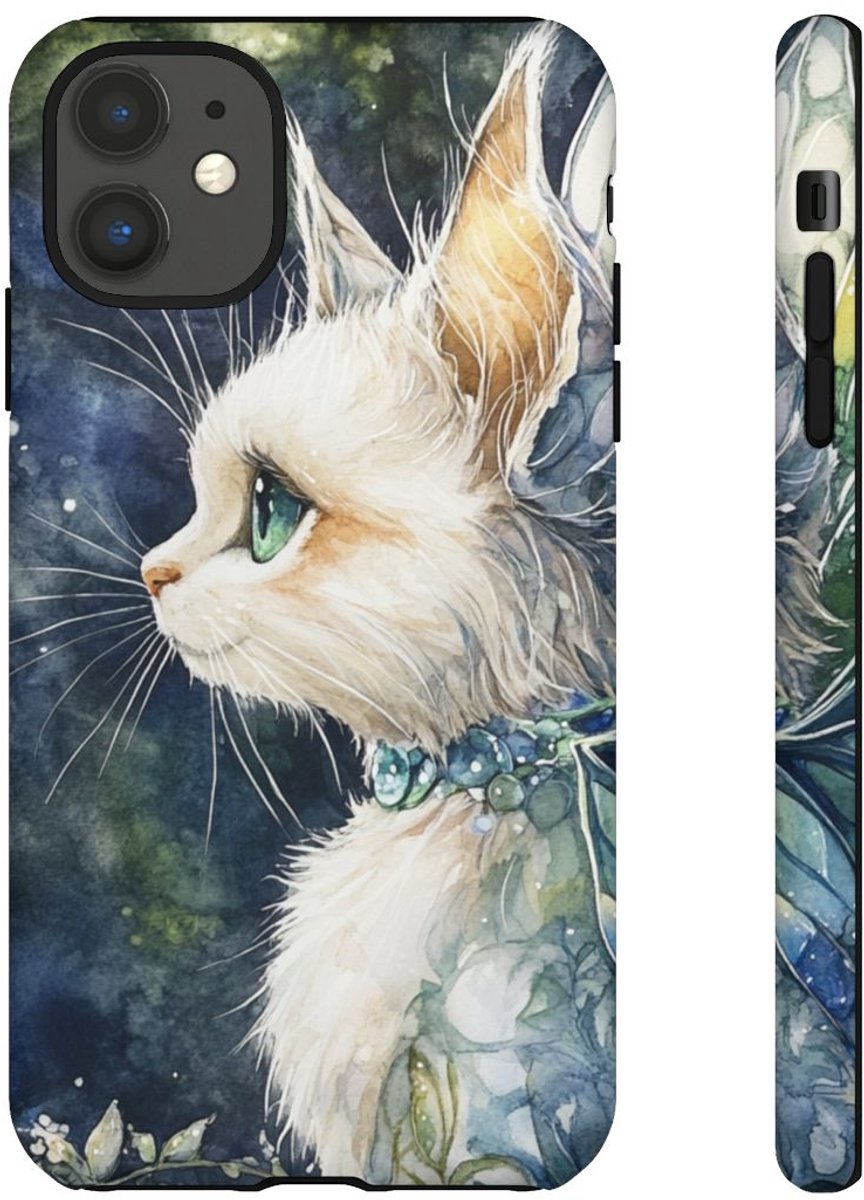 Aquarel Sprookjeskat met Vleugels – Telefoonhoesje Geschikt voor iPhone 11