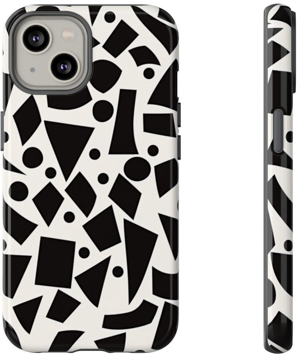 Zwart-Wit Geometrisch Abstract Patroon – Telefoonhoesje Geschikt voor iPhone 14