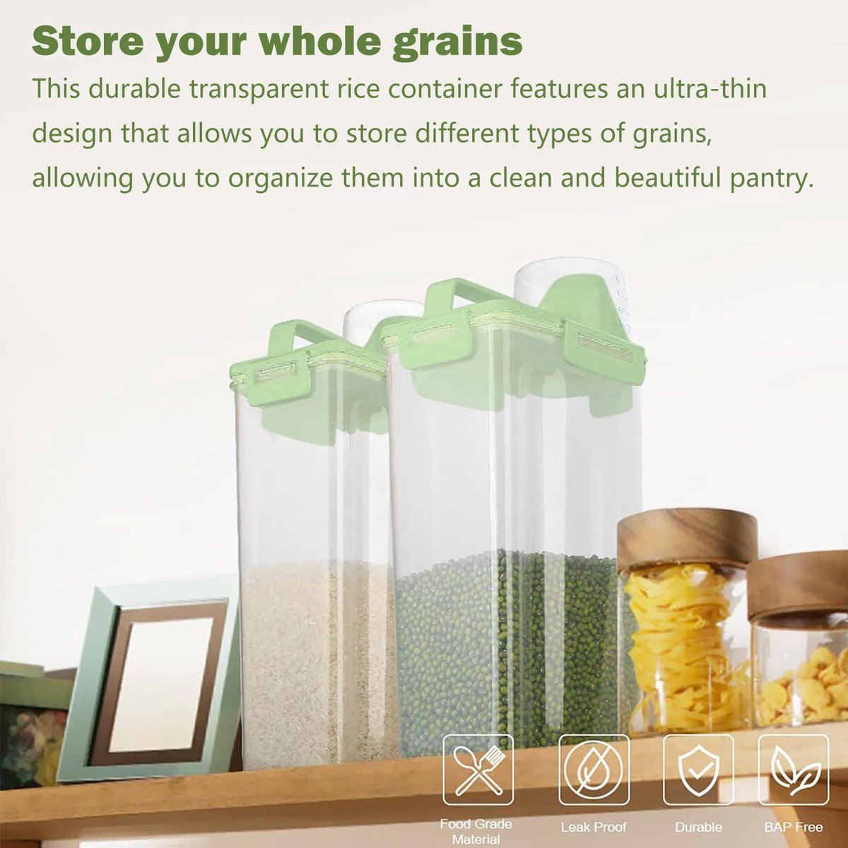 Unyqoos® Set van 2 multifunctionele 3 liter opbergcontainers voor keuken en meer