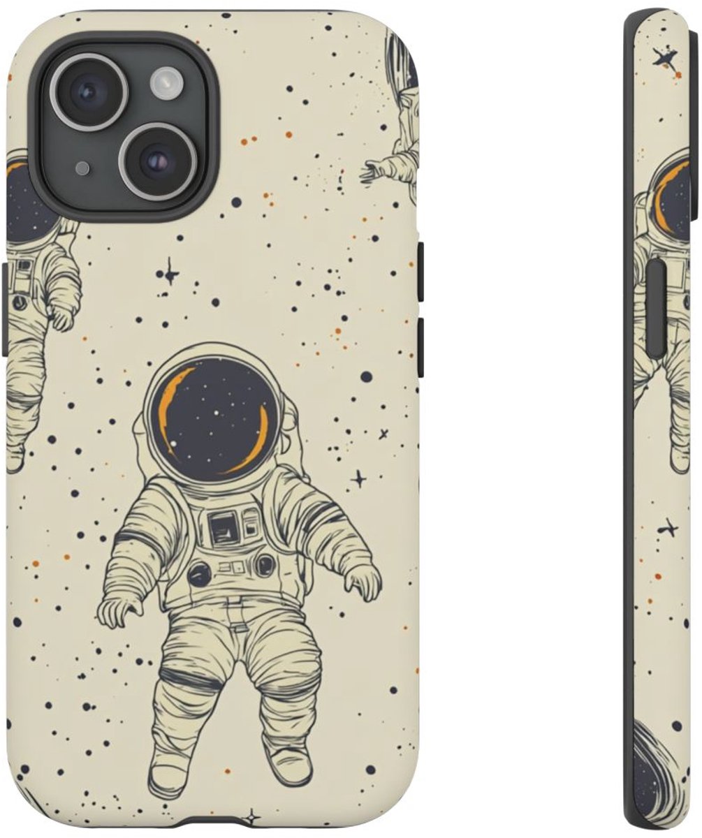 Astronauten en Planeten Ruimtepatroon – Telefoonhoesje Geschikt voor iPhone 15