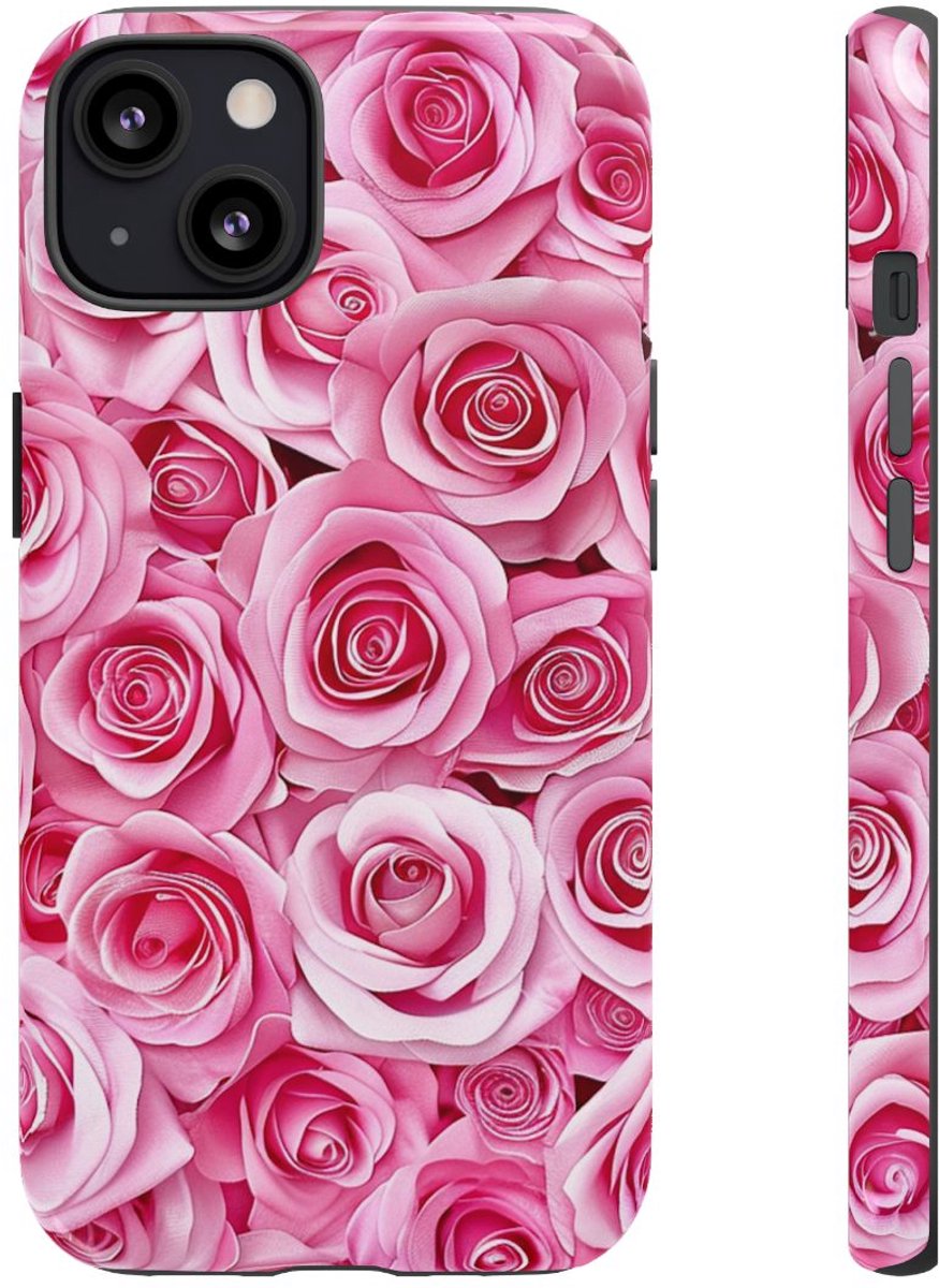 Roze Rozenpatroon – Telefoonhoesje Geschikt voor iPhone 13