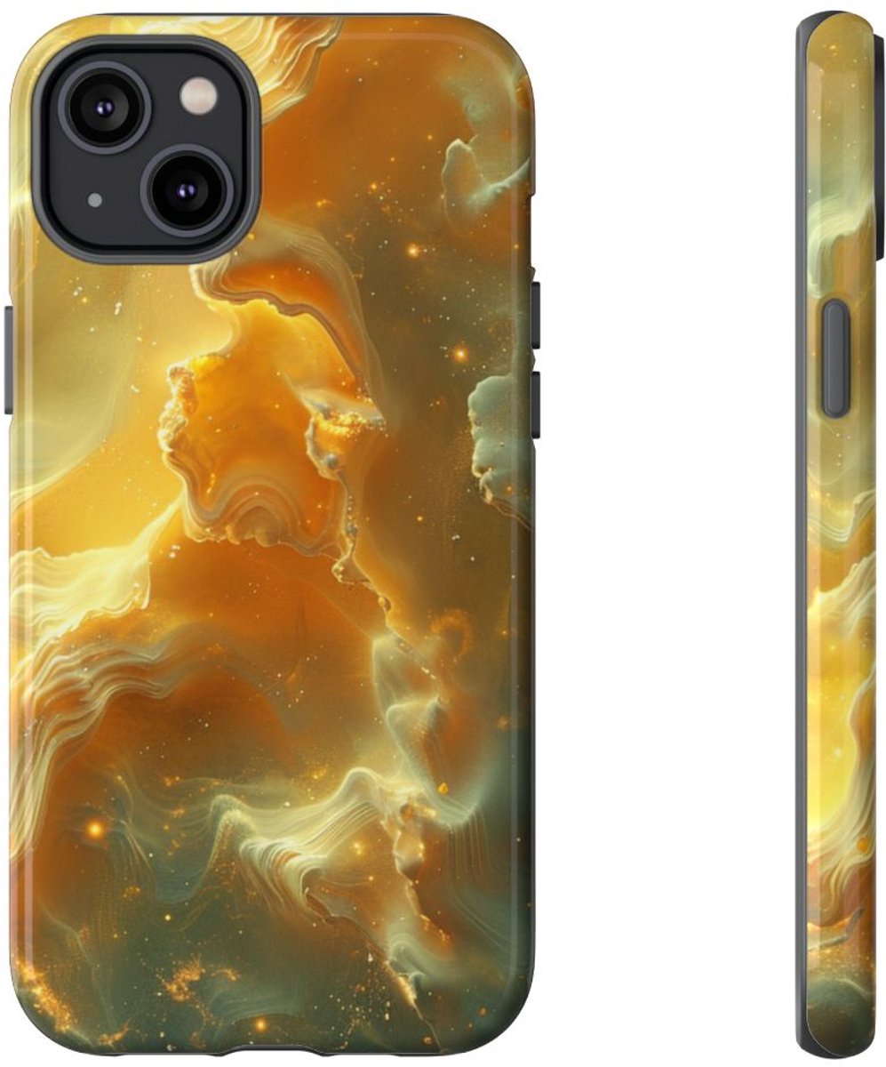 Gouden Nebula Abstract Design – Telefoonhoesje Geschikt voor iPhone 14 Plus