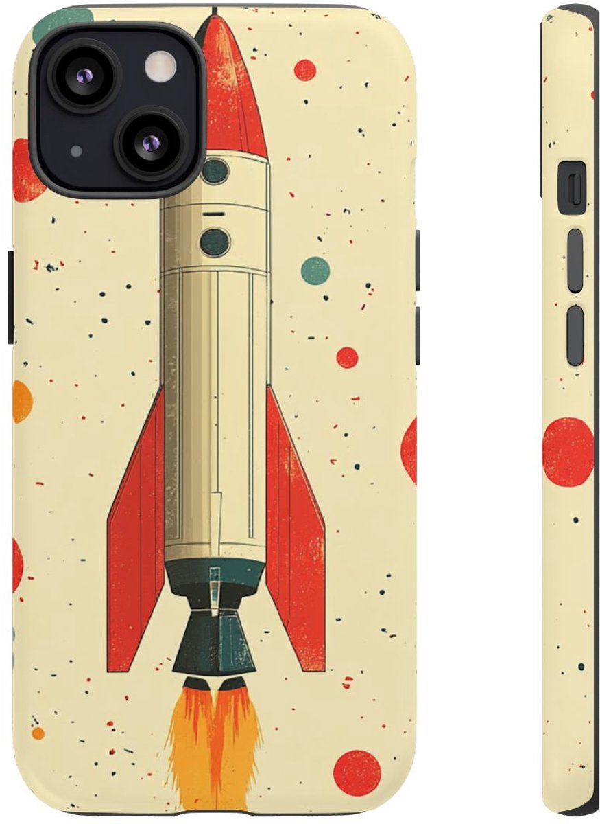 Retro Raketjes Patroon – Telefoonhoesje Geschikt voor iPhone 13