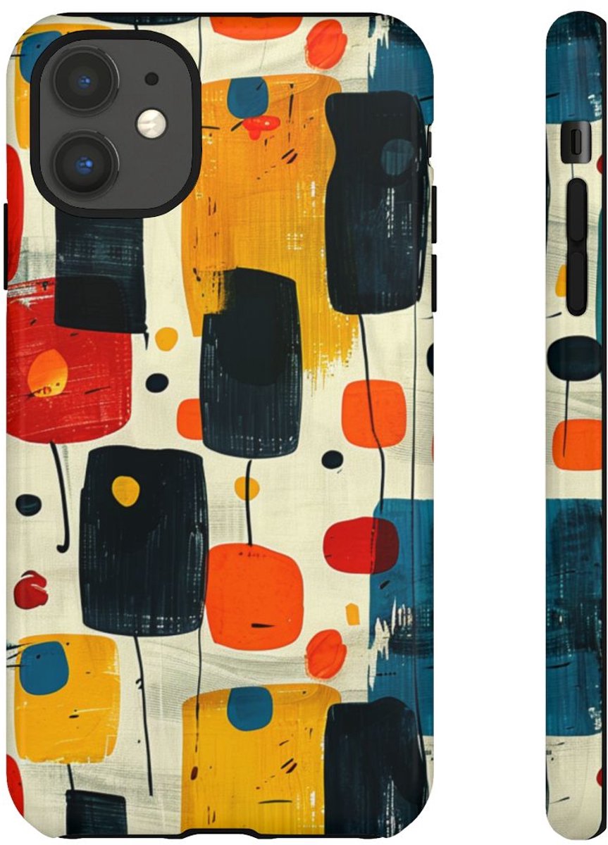 Mid-Century Abstract Geometrisch Patroon – Telefoonhoesje Geschikt voor iPhone 11