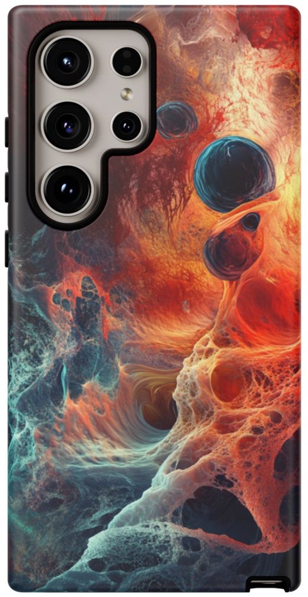 Abstract Vuur- en Oceaankleuren – Telefoonhoesje Geschikt voor Galaxy S24 Ultra