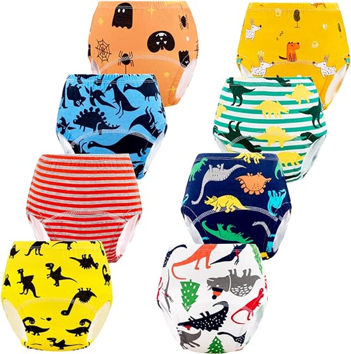 Set van 8 oefenbroekjes, zindelijkheidstraining, luierbroekjes, oefenen met zindelijkheid, voor jongens en meisjes , 2-3 jaar