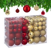kerstballen - set van 100 - ∅ 3, 4, 6 cm - kunststof - goud-rood