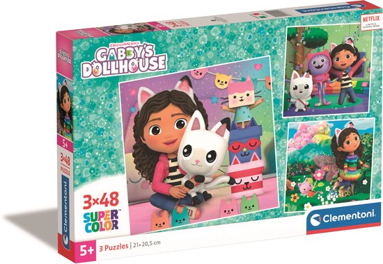 Clementoni - Puzzel - 3x48 Stukjes - Gabby's Dollhouse - Puzzel Voor Kinderen - Vanaf 3 jaar