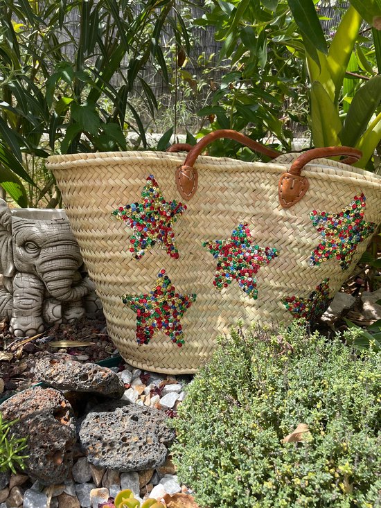 Strandtas - Boodschappentas - Shopper dames - 100 % handgemaakt Riet