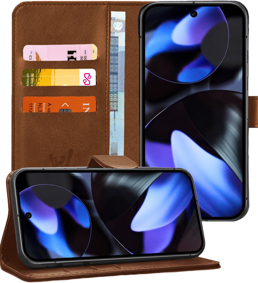 Hoesje geschikt voor Google Pixel 9 Pro XL / 10 Pro XL - Portemonnee Book Case Bruin