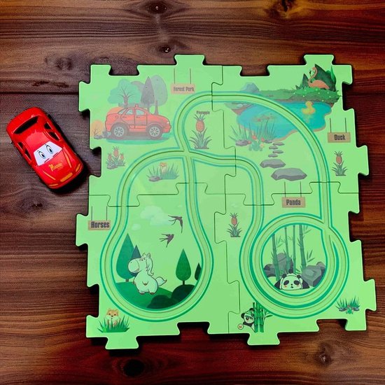 Klikkopers® - Puzzelbaan - Puzzel Kinderen - Racebaan Elektrisch - Speelgoedauto - Race Baan- Dinosaurus Speelgoed van Klikkopers — afbeelding 3