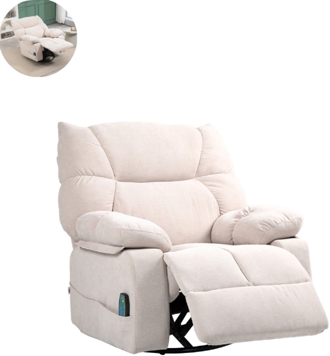 Massagestoel - Relaxfauteuil - Zetel - 1 persoons - Met armleuning - Zeer comfortabel - Elektrisch - Beige