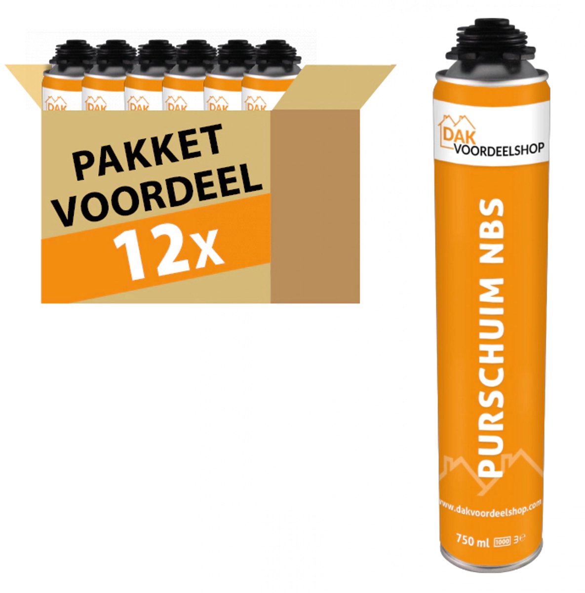 Dakvoordeelshop 12 stuks Purschuim NBS GUN 750 ml - pakketvoordeel