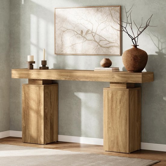 Console Tribesigns - Longue console - Marron - 160 x 30 x 85 cm - Console pour hall, salon, entrée, hall d'entrée - Table de couloir moderne