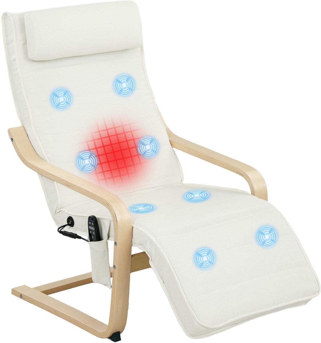 HOMCOM Accentstoel 67x95x101cm Linnen Wit met Massage